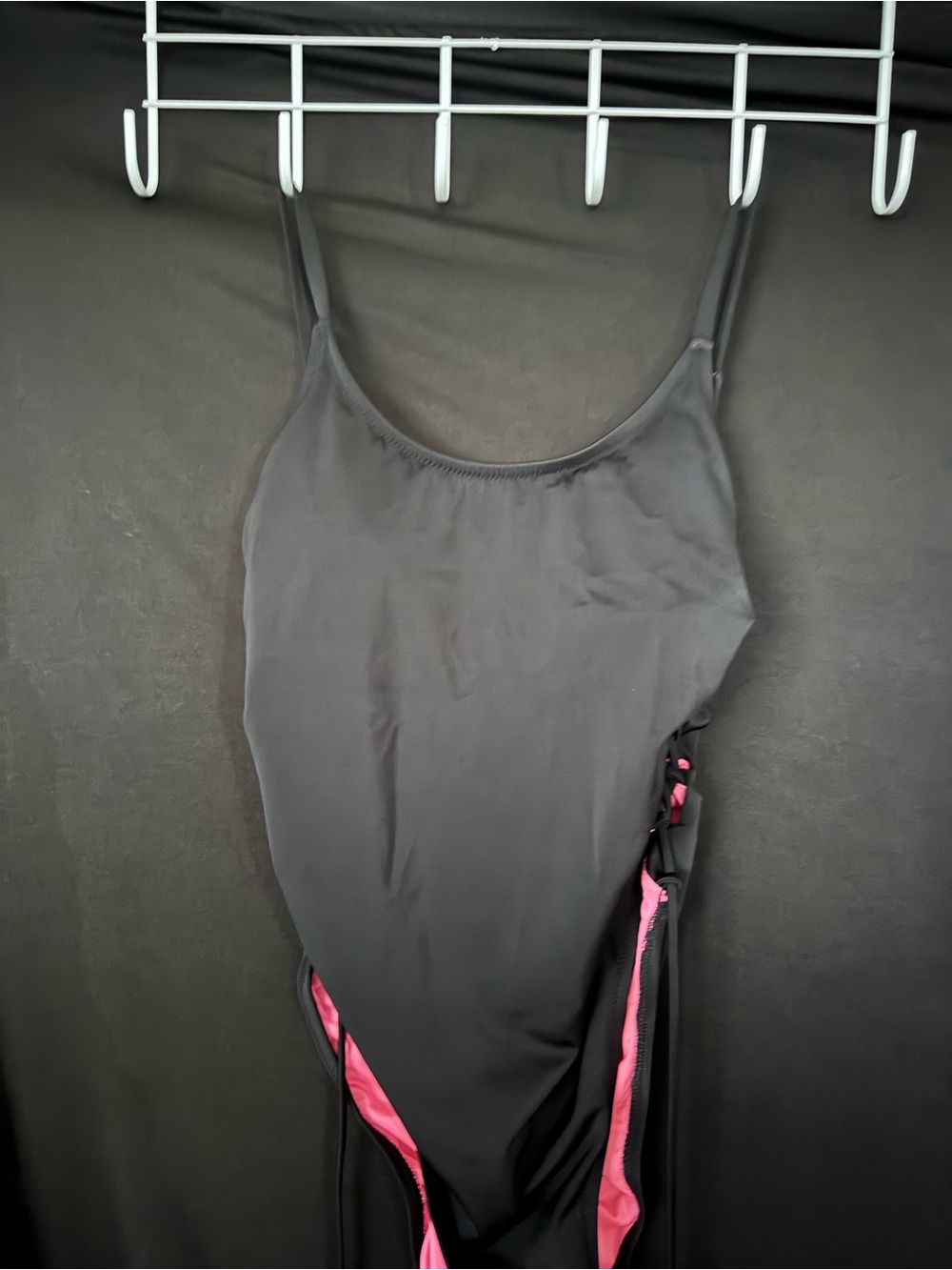 PINK Victoria's Secret Black One-Piece Swimsuit with Pink Side Panels